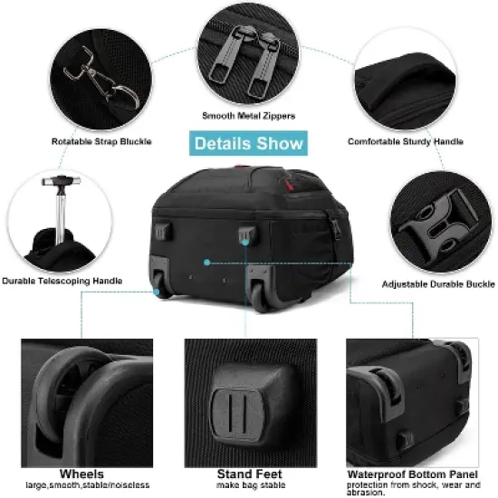Rolling Backpack, Large Backpack with Wheels for Men Women Adults, 17inch Waterproof Wheeled Travel Laptop Backpack image {4}