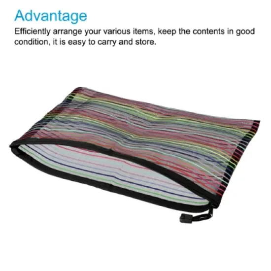 Unique Bargains Mesh Zipper Pouches Document File Bags Storage 6 Pcs image {2}
