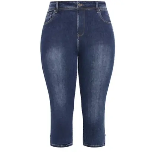 Women's Plus Size Sweet Longline Short - dark denim | CITY CHIC image {3}