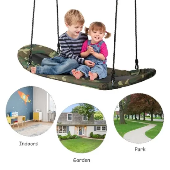 Costway Saucer Tree Swing Surf Kids Outdoor Adjustable Swing Set w/ Handle image {6}