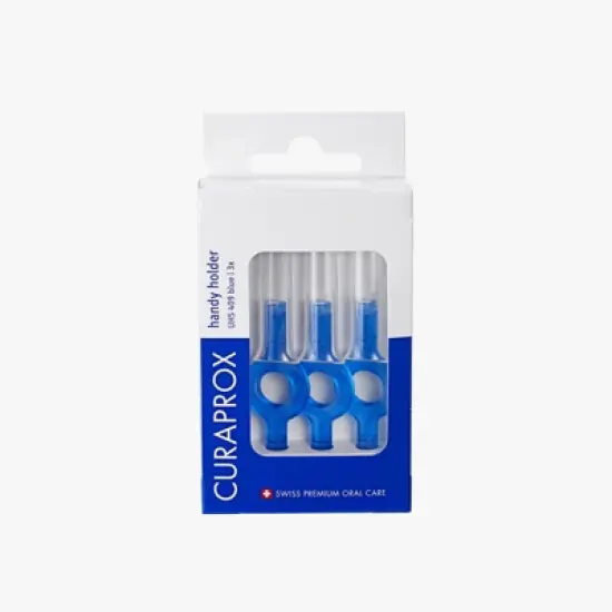 Curaprox UHS 409 Interdental Brush Holder Set, 3-Pack Blue with Protective Caps image {4}