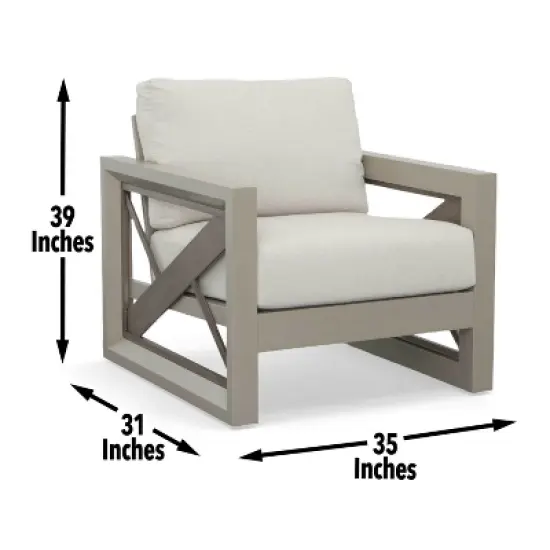 Christopher Knight Home Myra Outdoor Modern Powder Coated Aluminum Geometric Pattern Club Chair with Water Resistant Cushions image {3}