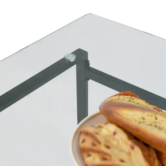 Mona+Nano 5 Piece Black Rectangular Clear Tempered Transparent Glass Table with 4 Upholstered Side Chairs-The Pop Maison image {5}