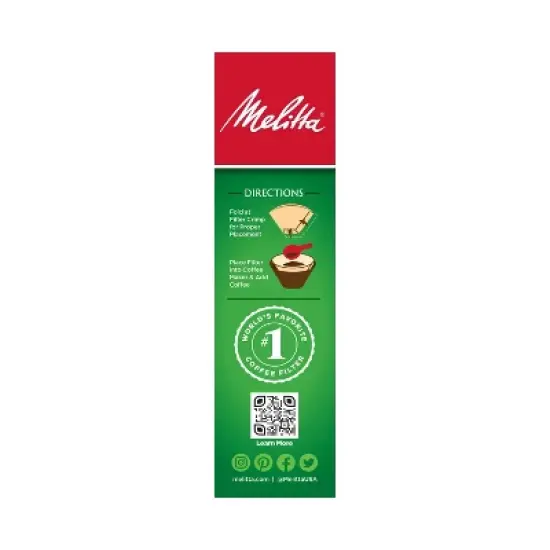 Melitta Natural Brown #4 Coffee Filter 100ct: Paper Filters for 8-12 Cup Drip Coffee Makers, Disposable, 6"x4" image {3}