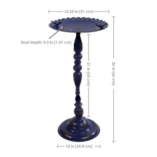 Sunnydaze Feathered Friends Iron Pedestal Bird Feeder- 26&rdquo; H - Blue image {2}
