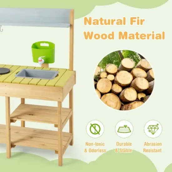 Costway Outdoor Mud Kitchen Set, Outdoor Play Kitchen Set with Removable Water Box image {7}