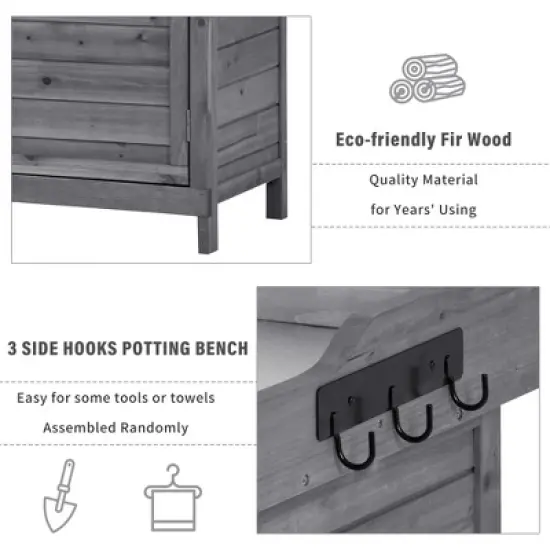 Gulches Rustic Gray Garden Potting Bench with Planter Stands and Holders, 39" Outdoor Workstation image {3}