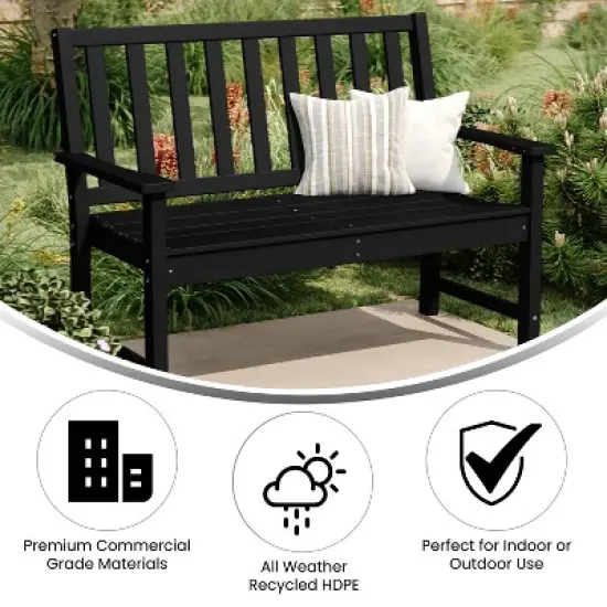 Merrick Lane All Weather Recycled HDPE Bench for Indoor and Outdoor Use image {2}
