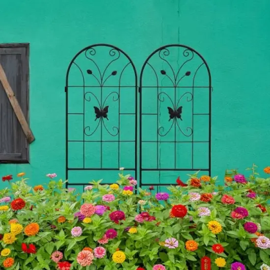 Lirago Blac 2 pieces Weatherproof Multi-functional Outdoor Screen-Laser-Cut Galvanized Steel Panelk 70.86"Hx19.68"Wx0.51"D image {4}