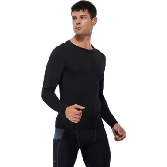 Anna-Kaci Active Men's Long Sleeve Compression Shirt with Crew Neck and Stretch Performance Fit image {2}