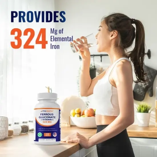 Ferrous Gluconate 324 mg + Vitamin C 100 mg (65 mg Elemental Iron) &ndash; 250 Coated Tablets image {6}