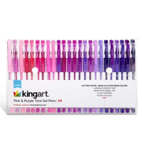 KINGART Gel Pens, Soft Grip, 24 Pink & Purple Tone Colors image {11}