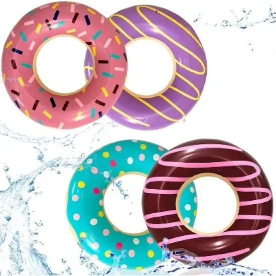 4E's Novelty 4 Pack 30" Donut Pool Floats for Adults & Kids, Summer Party Floaties image {6}