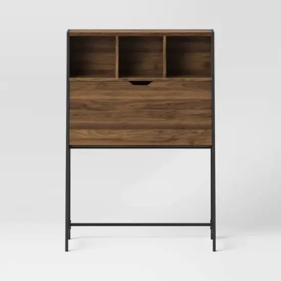 Loring Wood Secretary Desk with Hutch and Charging Station Walnut - Threshold&trade; image {2}
