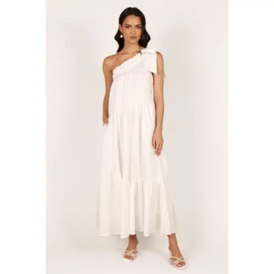 Petal and Pup Ava One Shoulder Maxi Dress - White S image {5}