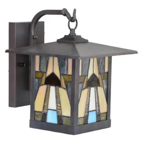 11.75" 1-Light Mona Mission Style Outdoor Wall Lantern Sconce Bronze - River of Goods image {7}