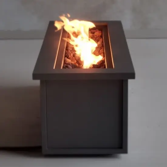 Mila 48" Rectangle Steel Propane Fire Pit Table in Weathered Slate by Real Flame image {2}