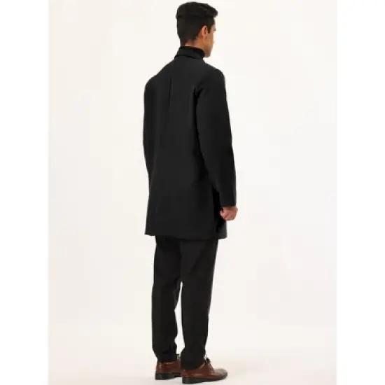 Lars Amadeus Men's Slim Fit Winter Notched Lapel Single Breasted Long Jacket Overcoat image {4}