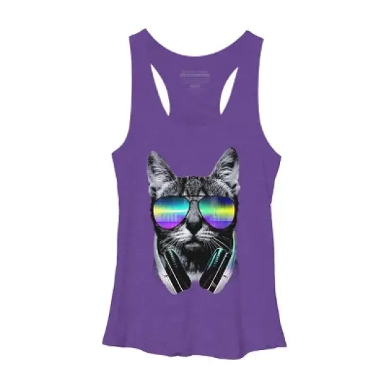 Women's Design By Humans Music Lover Cat By clingcling Racerback Tank Top image {3}