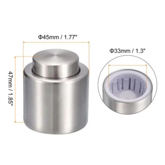 Unique Bargains Stainless Steel Reusable Vacuum-Sealed Wine Bottle Stopper image {1}