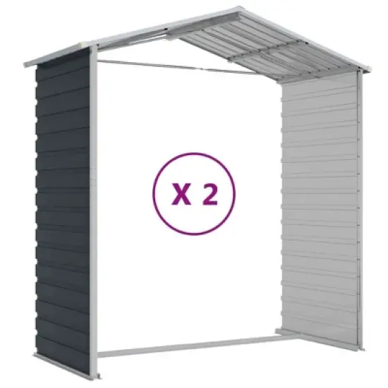 vidaXL Garden Shed Galvanized Steel - Anthracite 75.2 x 84.6 x 78 in image {8}