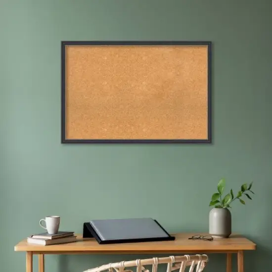 38"x26" Stylish Wood Frame Natural Cork Board Black - Amanti Art: Wall Mount, Decorative, 2ft x3ft image {7}