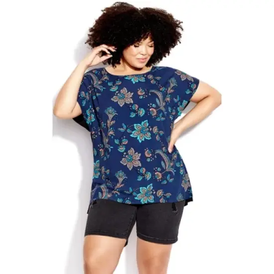 Women's Plus Size Mixed Media Print Top  - Jacqui | AVENUE image {6}