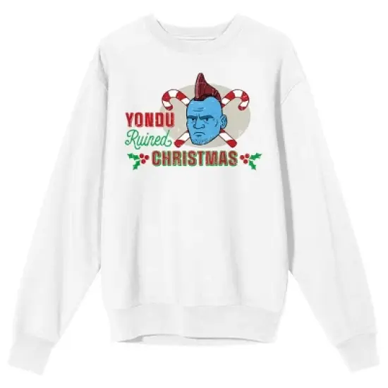 Guardians Of The Galaxy Holiday Special Yondu Ruined Christmas Crew Neck Long Sleeve White Unisex Adult Tee image {4}