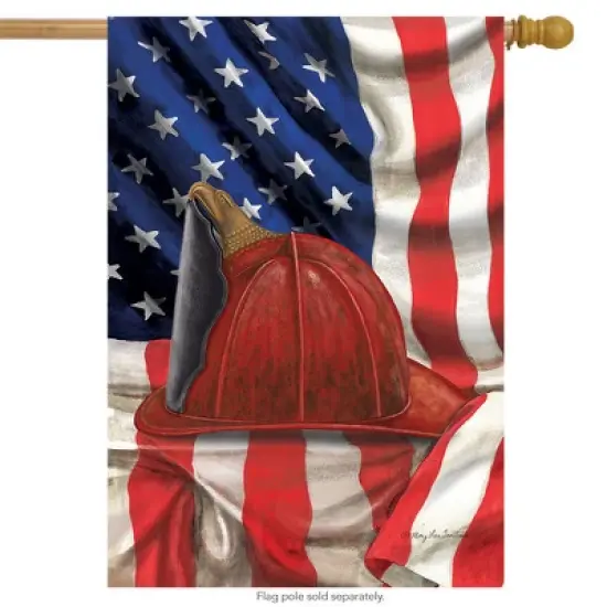 Briarwood Lane Fireman Helmet House Flag Emergency Services Firemen Patriotic 28"x40" image {1}