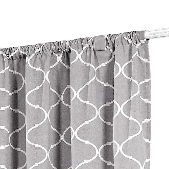 Kate Aurora Gray & White Lattice Clover Ultra Luxurious Single Tie Up Window Curtain Shade - 42 in. W x 63 in. L image {2}