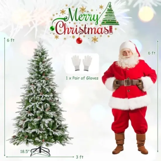 Costway 6/7.5/9 FT Artificial Christmas Tree Hinged Xmas Tree with 765/1135/1871 Branch Tips 280/470/690 Lights image {2}