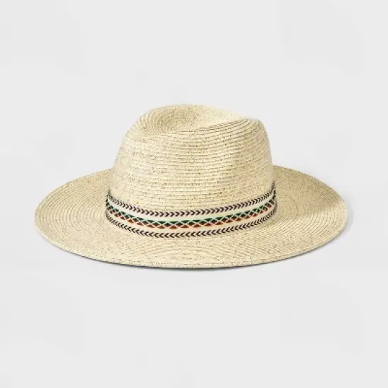 Men's Light Marled Panama Hat with Embroidered Band - Goodfellow & Co&trade; Cream image {3}