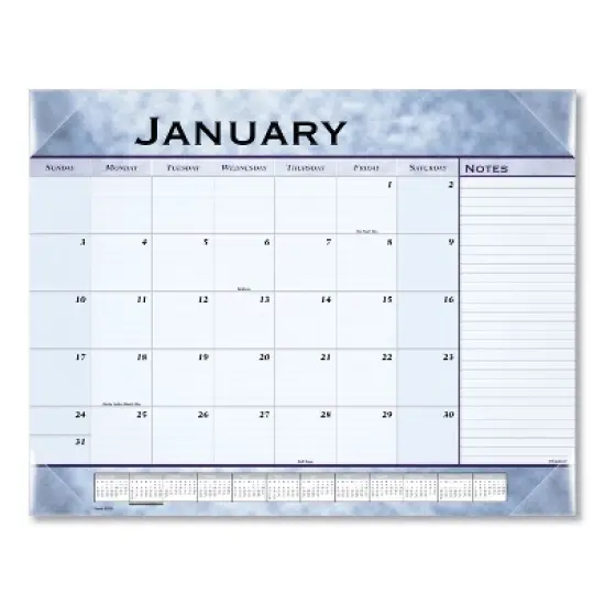 Slate Blue Desk Pad, 22 x 17, Blue Sheets, Clear Corners, 12-Month (Jan to Dec): 2026 image {4}