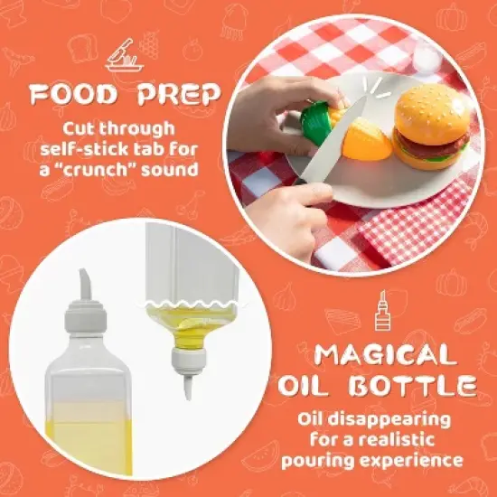 Joyfy 34 Pcs Kids Kitchen Playset, Toy BBQ Grill Set, Outdoor Play Food Cooking Toy Set Birthday Gift for Boys Girls  Toddlers 1-3-5 image {3}