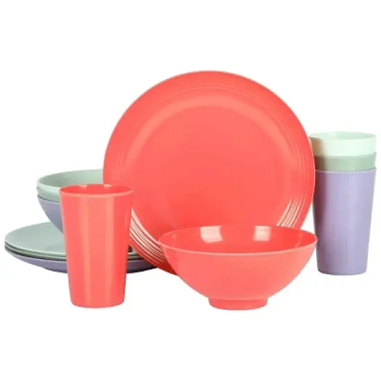 Gibson Home Zelly 12 Piece Round Melamine Dinnerware Set in Assorted Colors image {5}