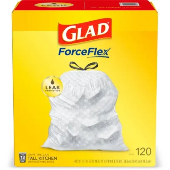 Glad ForceFlex Tall Kitchen Drawstring Trash Bags - Unscented - 13 Gallon image {13}