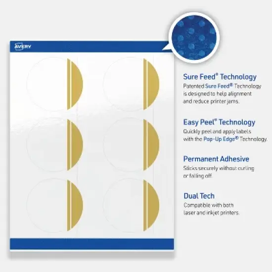 Avery 3" Diameter Labels, Gold Double-Dipped Edge, 60 ct image {2}