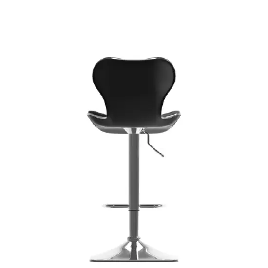 Set of 2 Adjustable Chrome Accented Bonded Leather Barstool - Corliving image {2}