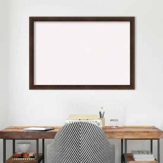 39"x27" Narrow Wood Frame White Cork Board Warm Walnut - Amanti Art: Bulletin Board, Wall Mounted, Office Decor image {8}