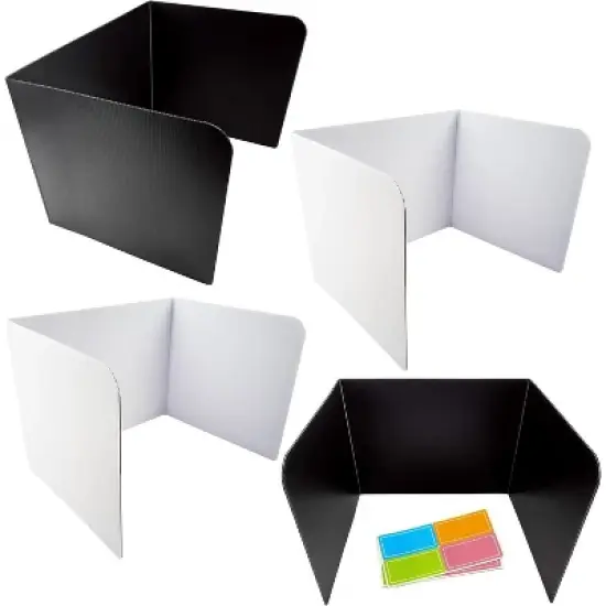 4E's Novelty 4ct Desk Dividers in Black & White &ndash; Privacy Folders for Students, Classroom Essentials for Teachers image {7}
