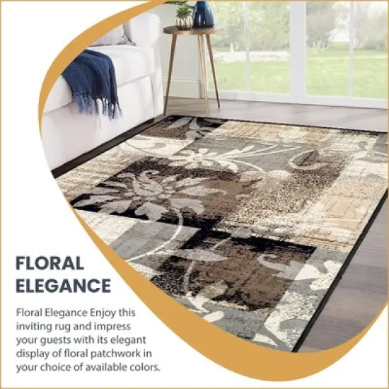 Contemporary Floral Patchwork Indoor Area Rug or Runner by Blue Nile Mills image {8}