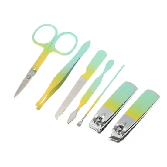 Unique Bargains Stainless Steel Manicure Nail Clippers Pedicure Tools Gradient 7 in 1 Set image {2}