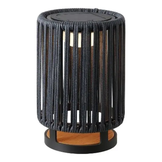 JONATHAN Y Sawara Modern Minimalist Faux Rattan Integrated Indoor/Outdoor LED Solar Powered Lantern image {7}