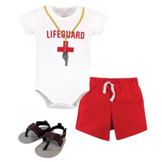 Little Treasure Baby Boy Cotton Bodysuit, Pant and Shoe 3pc Set, Lifeguard image {4}