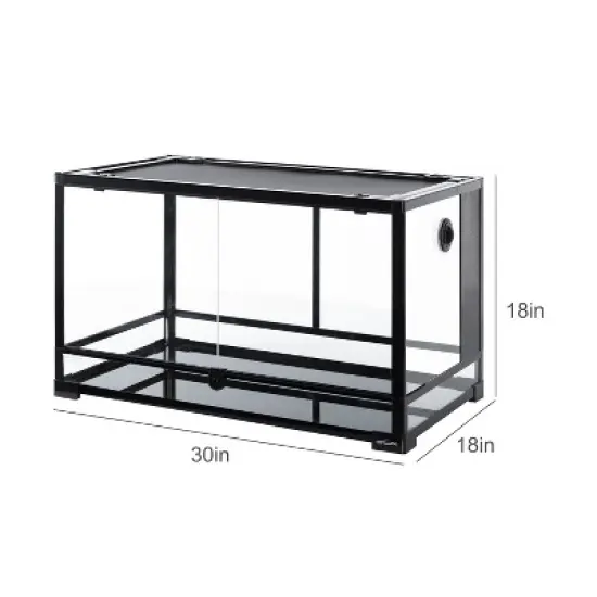 REPTI ZOO 40Gallon Full Reptile Glass Terrarium, Double Hinge Door Reptile Terrarium 30" x 18" x 18" image {3}