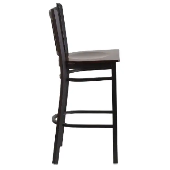 Flash Furniture Black Vertical Back Metal Restaurant Barstool image {3}