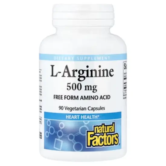 Natural Factors L-Arginine, 500 mg, 90 Vegetarian Capsules image {4}