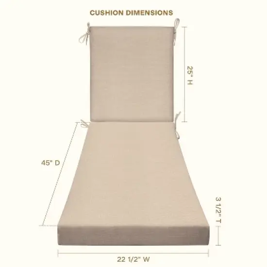 Honeycomb Outdoor Chaise Lounge Cushion - Textured Solid Almond image {3}
