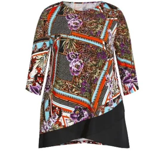 Women's Plus Size Simone Asymmetrical Print Tunic - multi | AVENUE image {2}