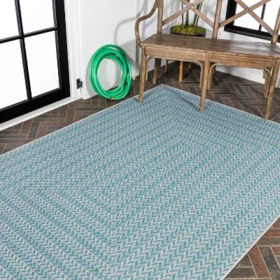 Chevron Modern Concentric Squares Indoor/Outdoor Area Rug - JONATHAN Y image {4}